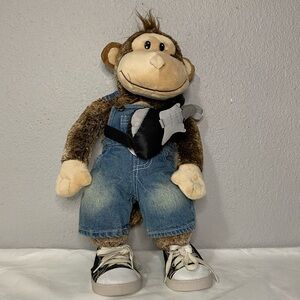 Build A Bear Chimpanzee Monkey w/ Guitar, Boxers, Shoes And Overalls 18”